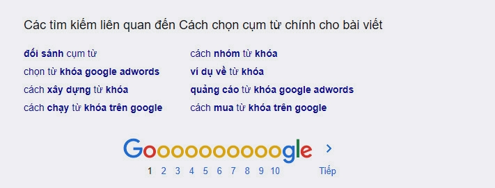 Lên google xác định các từ khóa chính cho bài viết