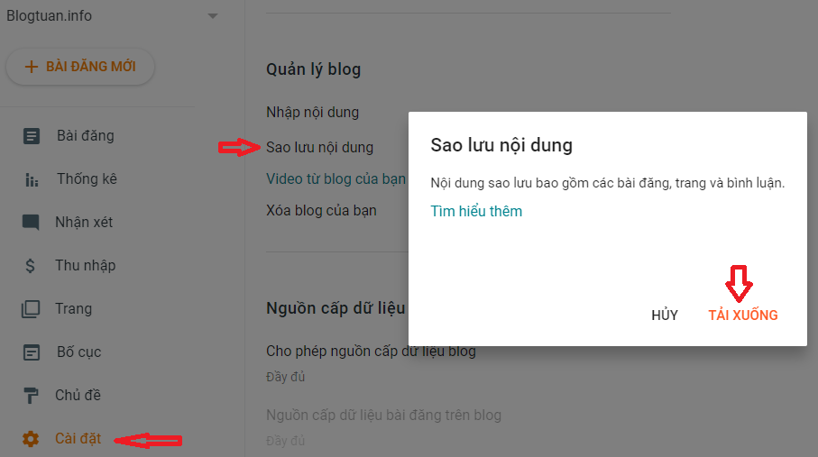 Dữ liệu Theme hiện ra, hãy tải xuống dưới định dạng XML nếu bạn sử dụng máy tính